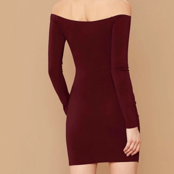 Ruched long sleeve off the shoulder mini dress - Picture 2 of 4